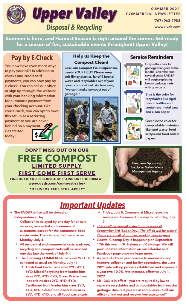 Newsletters and Downloads – Upper Valley Disposal Services