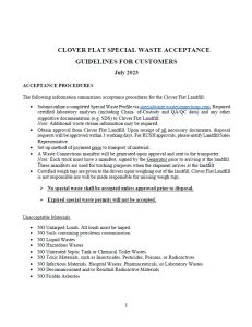 Clover Flat Landfill Special Waste Application for Customers